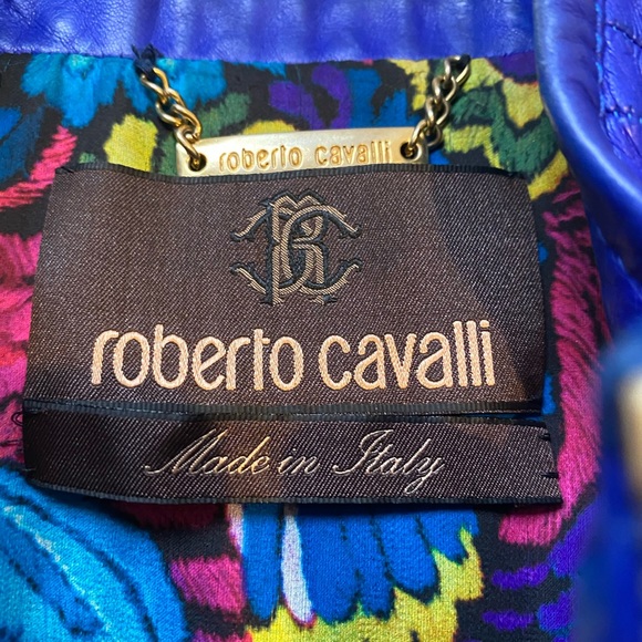 ROBERTO CAVALLI Leather Jacket Sz 40 - Picture 2 of 8